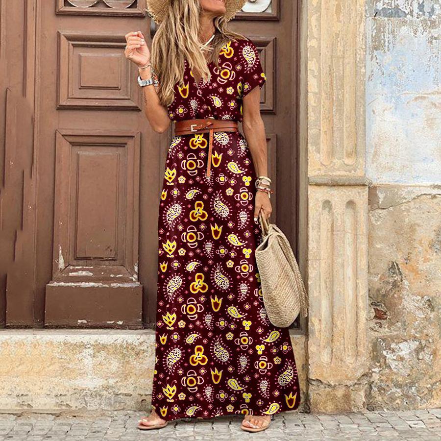 Women's Dresses Bohemian V-Neck Floral Sundress women's fashion,vintage,bohemian style,floral print,v neck dress,