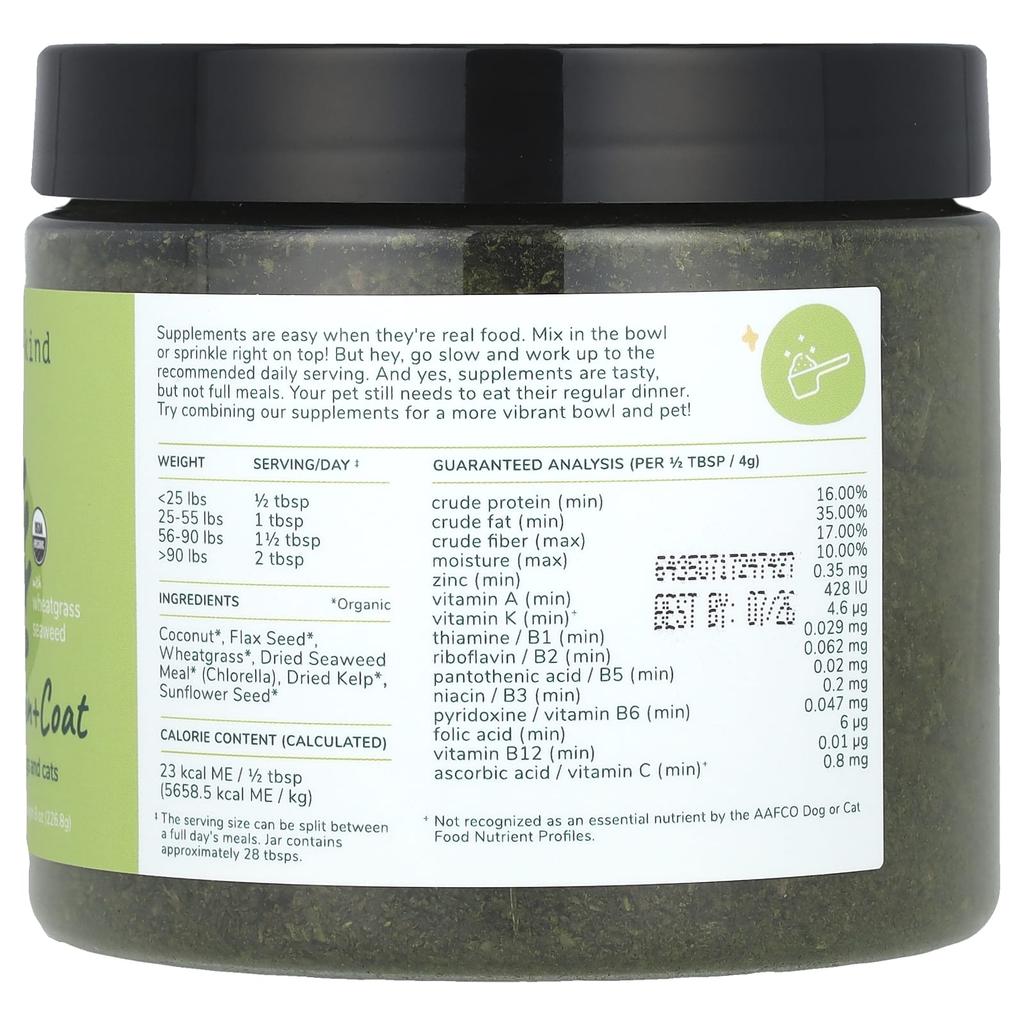 Kin+Kind Healthy Skin and Coat, Multivitamin for Dogs and Cats, 226.8G(8Oz)