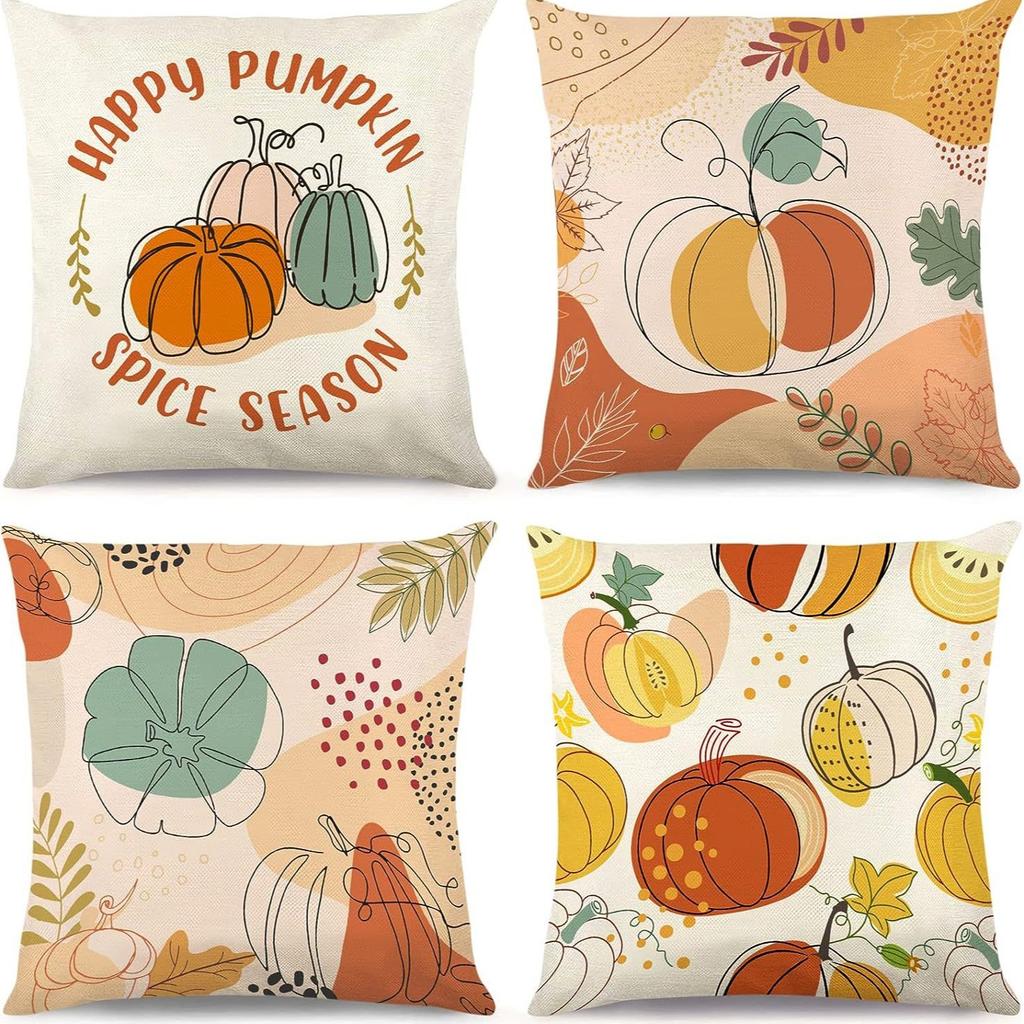 Autumn Harvest Sofa Pillow Pumpkin Decorative Cushion Small Animal Squirrel Print Cushion Cover Pillow Cover