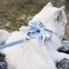 Cute Bow Cat Harness Adjustable Kitten Harness Glossy Cat Harness with Leash for Kittens Adult Cats Party Outdoor Walks