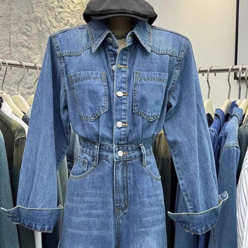 Lässiger Damen-Frühlings-Denim-Jumpsuit mit stilvollem Nischen-Design