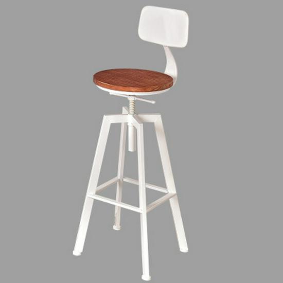 American Solid Wood & Iron Bar Stool, Coffee Shop Chair, Adjustable Counter & Bar Seating, Free Shipping