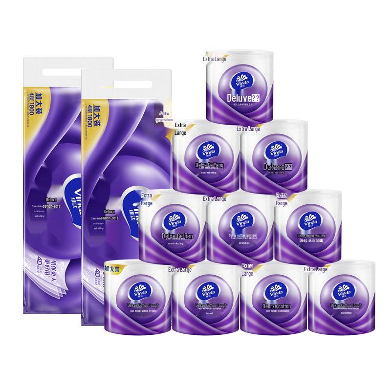 Vinda 4-Ply Super Tough Toilet Paper, 200g Large Roll Household Pack