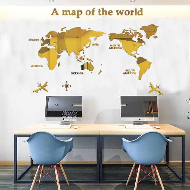 Acrylic 3D Stereo Wall Sticker for Living Room TV Background, M70-Map Design