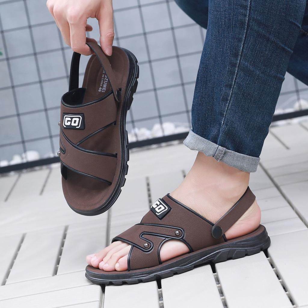 Men's Thick Sole Outdoor Slippers Summer Beach Shoes Durable Non-Slip Flat Heel Sandals Wholesale Sandals Slippers for Men