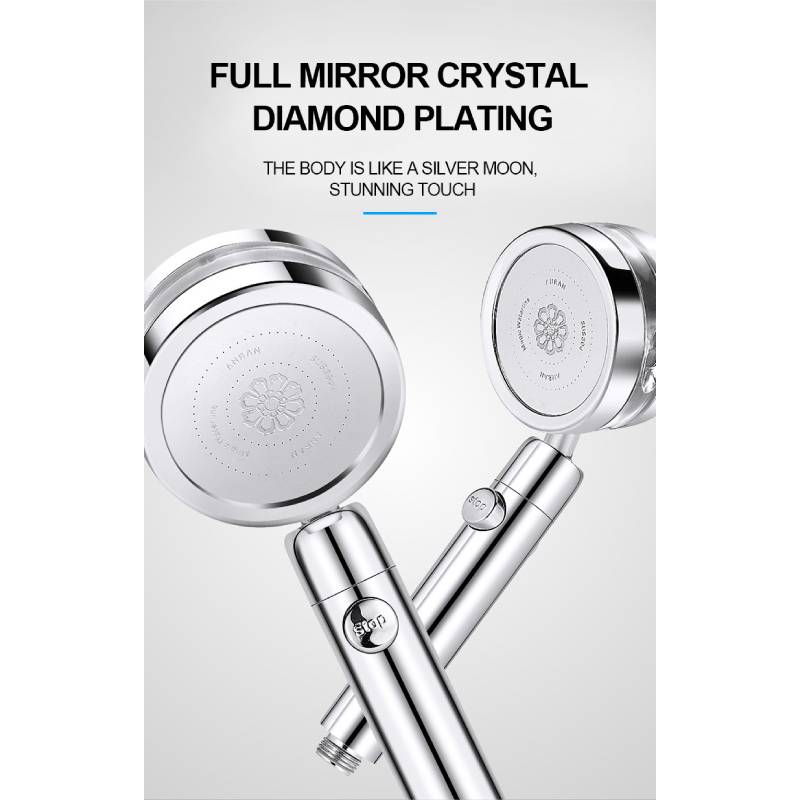Pressure Turbocharged Flower Fountain Type Shower Head 3 Mode Saving Water with Water-Stopping,2021 Tik Tok Hot Sell