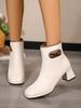 Fashion Autumn and Winter New Style Comfortable and Versatile Casual Square Toe Thick Heel Solid Color Fashion High Heel Women's Boots