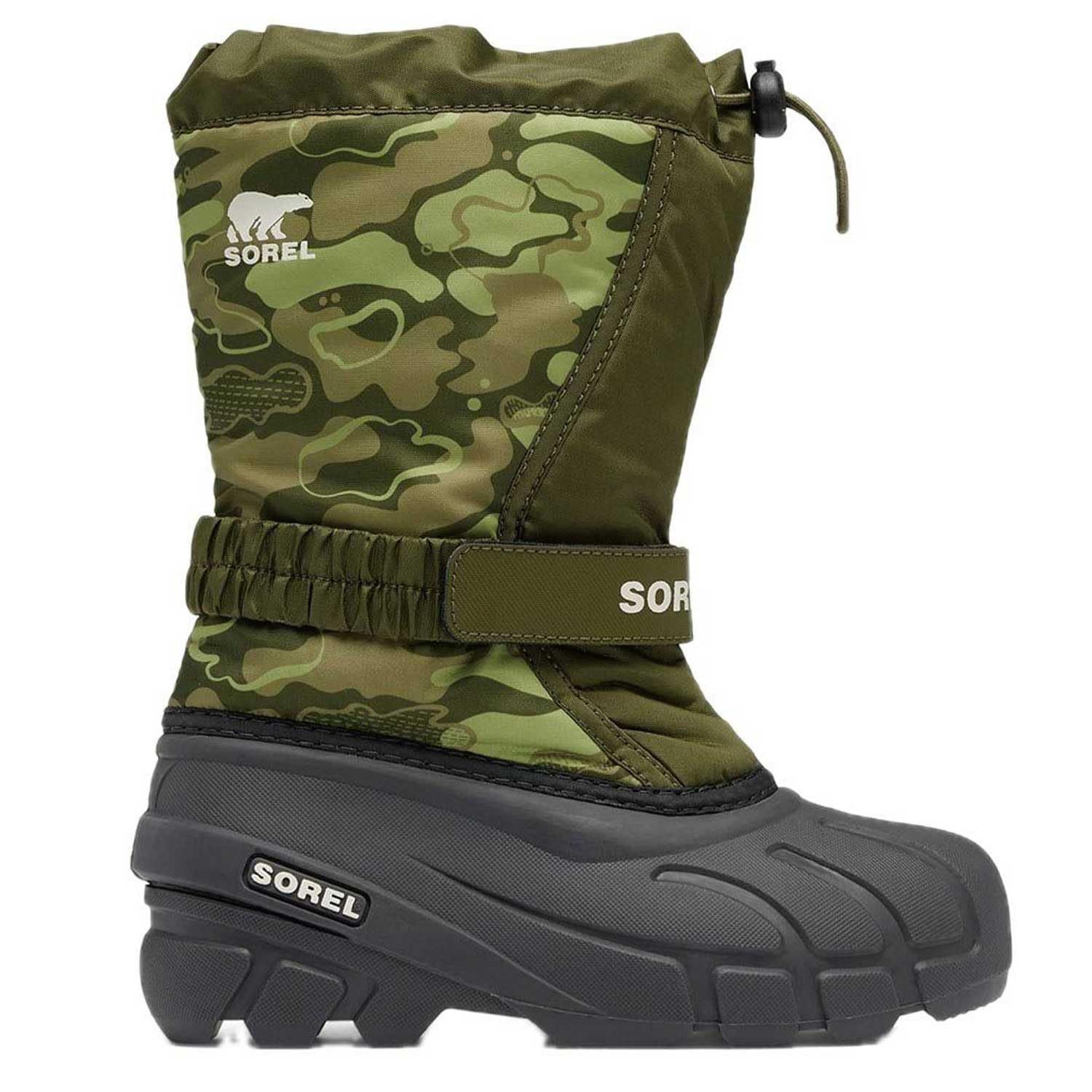 

Sorel Kids Flurry Youth Boots, Print, Size 24.0cm, Utility Green, Savory