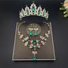 New Bridal Tiara Crown Three Piece Set  Wedding Necklace Earrings  Rhinestone Set European and American Wedding Accessories