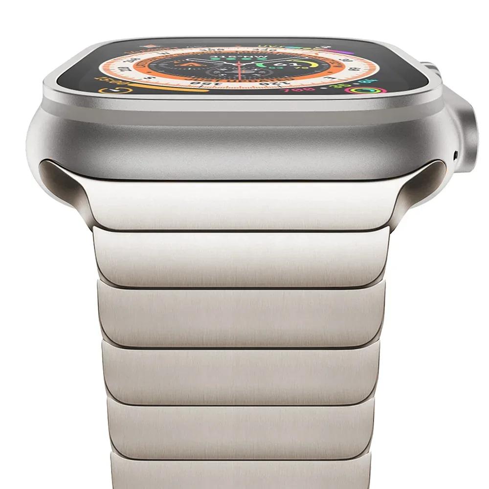 Stainless Steel Strap For Apple Watch Band Ultra 3/2/1 49mm 45mm 41mm 44mm 42mm 46mm Metal Link Bracelet iWatch 11 10 9 8 7 6 5