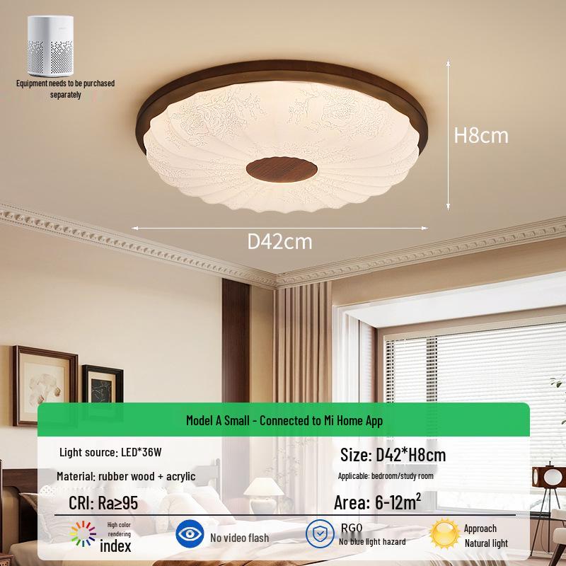 French Mid-Century Ceiling Light with American Retro and Song Dynasty Style - Eye-Friendly Lighting for Bedroom, Dining Room, or Study.