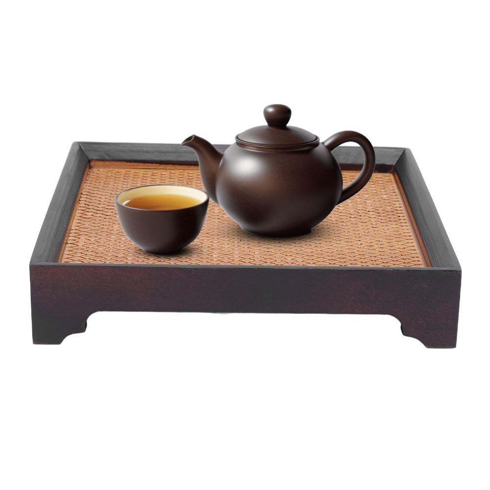 7.5in Square Wooden Tea Tray Solid Wood Tea Pot Holder Square Serving Tray  Serving Platter