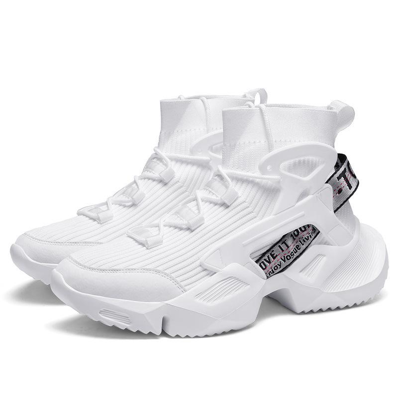 Dad shoes autumn fly-woven high-top casual sneakers ultra-light large size