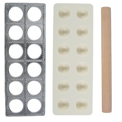 Aparat Ravioli din Aliaj de Aluminiu 12 Găuri Tavă Ravioli Set Formă Găluște cu Sucitor Aparat Ravioli de Casă Presă Ușor de Folosit