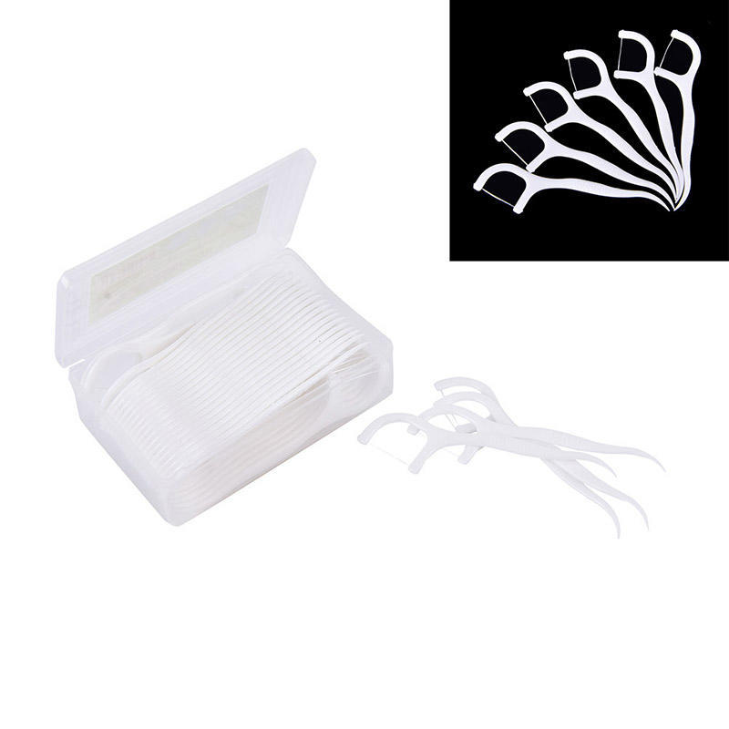 1 Box/50Pcs Dental Floss Flosser Brush Tooth Picks Oral Care Teethpick Sword