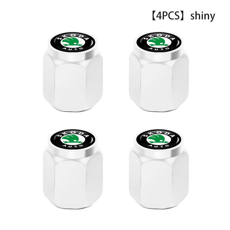 For Skoda 4PCS Aluminum Car Tire Valve Caps Anti Theft Auto Wheel Stem Covers S Kodiaq Octavia 2 3 Yeti Karoq Rapid Fabia VII
