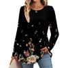 Women's Casual Fashion Long Sleeve Shirt Floral Printed Tunic Top