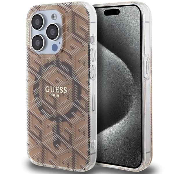 Guess Guhmp15Lhgcustgw Iphone 15 Pro 6.1 Brązowy/Brown Hardcase Iml Gcube Magsafe