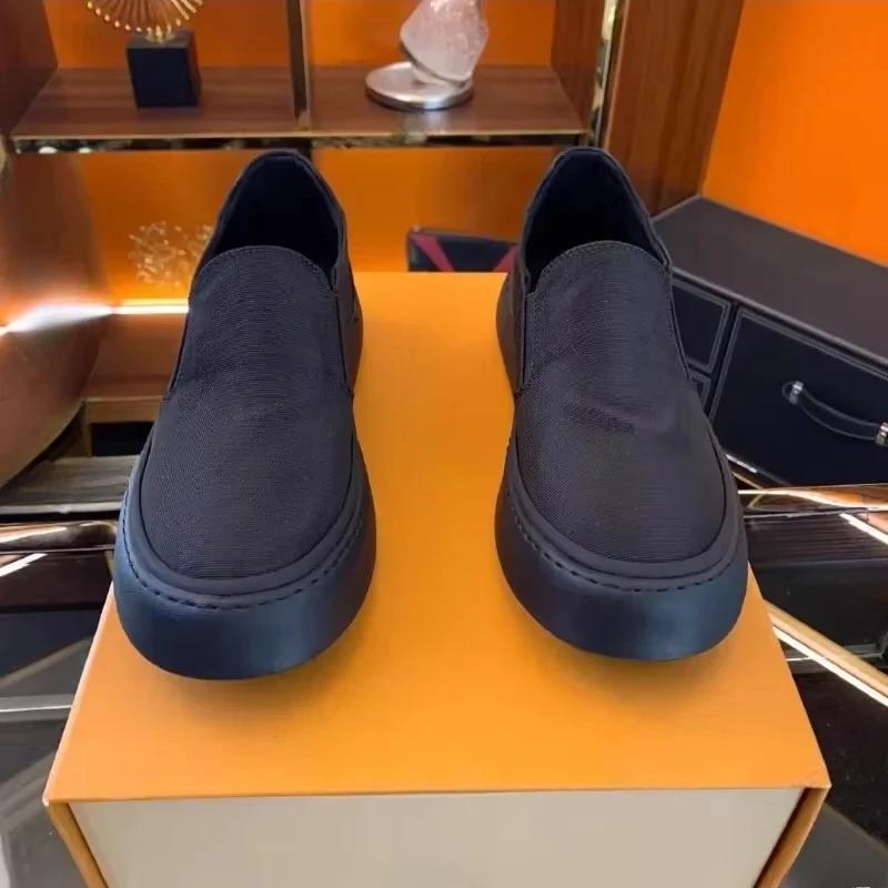2025 Canvas Shoes for Men Black Loafers Men Casual Shoes Comfortable Walking Flat Men's Shoes Non-Slip Soft Moccasins Footwear