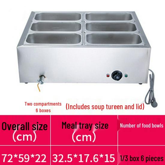Stainless Steel Electric Food Warming Table - Multi-Functional Countertop Heater for Soups & Dishes.