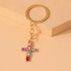 Luxury Crystal Cross Keychain Jesus Religious Key Ring for Men Women Car Key Holder Handbag Pendant DIY Jewelry Gift