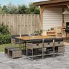 VidaXL 11pcs Garden Dining Set with Grey Cushions Poly Rattan 3278101