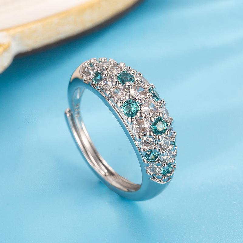 Full diamond ring female niche design light luxury exquisite shiny zircon index finger ring