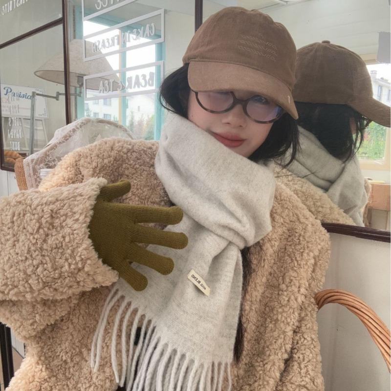Winter scarf atmosphere new solid color fashion warm scarf knitted wool scarf fringed shawl