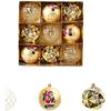 Set of 9 Christmas Balls 8cm Painted Plastic Ornaments for Tree Wreath Tabletop Holiday Decoration Luxury Style