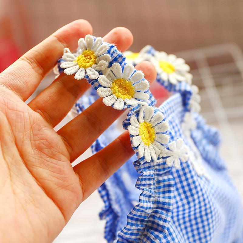 Pet Dog Cat Summer Mini Blue Plaid Sun Lace Dress Pet Clothing