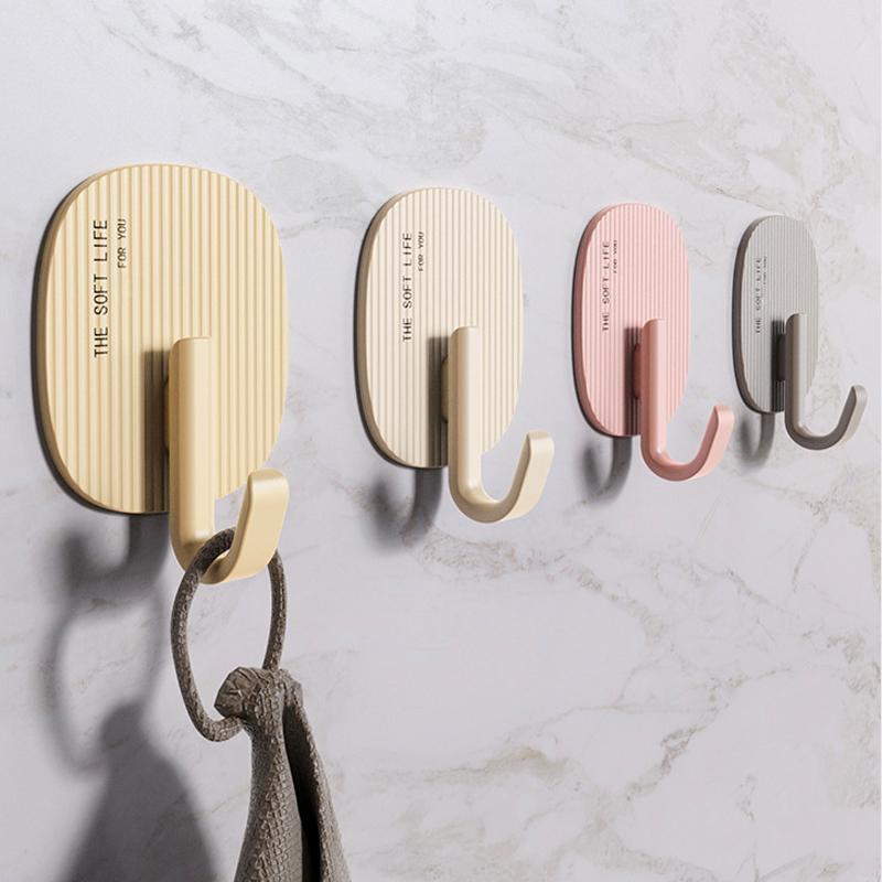 4pcs Light Luxury Hooks Strong Traceless Hook Multifunctional Key Coat Towel Hanger Hook kitchen bathroom Organizer Accessories