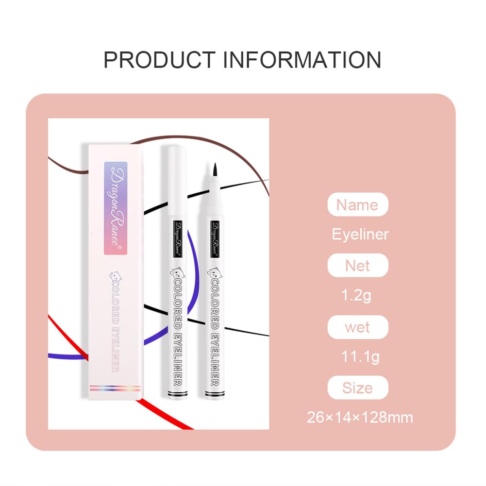 Waterproof Liquid Eyeliner Pen for Beginners and 10 Colors Available In and Bags Wine Cute, Long-lasting Women. Black, White, Ultra-fine Under-eye