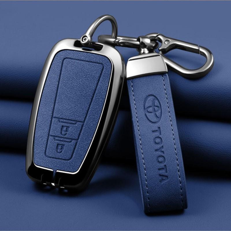 Leather Car Smart Remote Key Case Cover Shell for Toyota Avalon Camry RAV4 Prius CHR C-HR Corolla Land Cruiser Prado Keychain Ca
