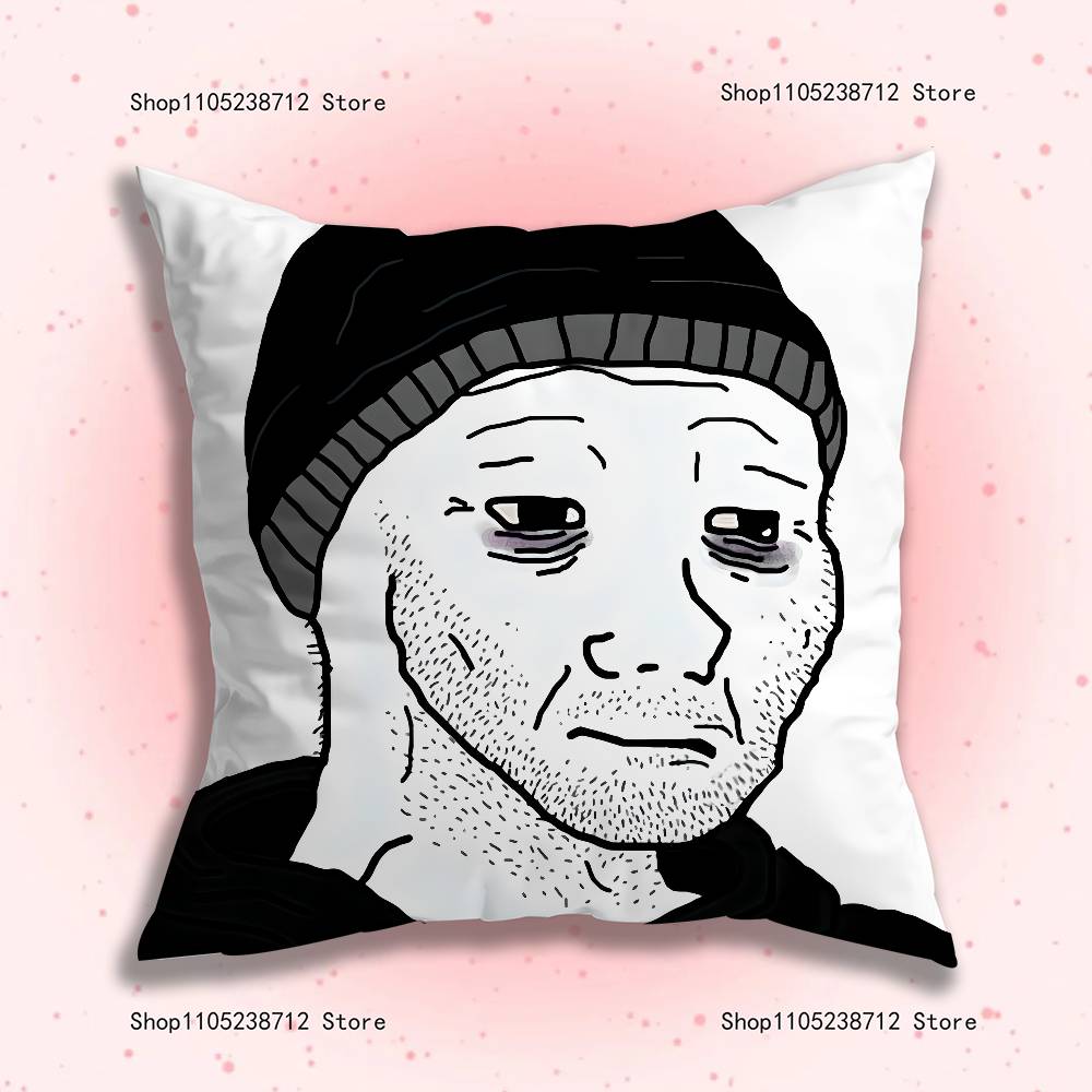 Wojak Soyjak Its Over Funny Meme Pillow Covers Cartoon Sofa Decorative Home Double-sided Printing Short Plush Cute Cushion Cover