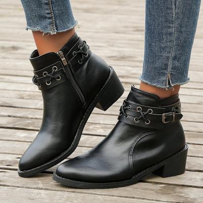 Autumn Coarse Heel Martin Boots Women's Boots British Retro Thick-soled Medium Boots Short Boots Side Zipper Western Cowboy