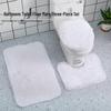 Silk Wool Non-Slip Water-Absorbent Bathroom Rug & Toilet Mat Set, 3-Piece Solid Color