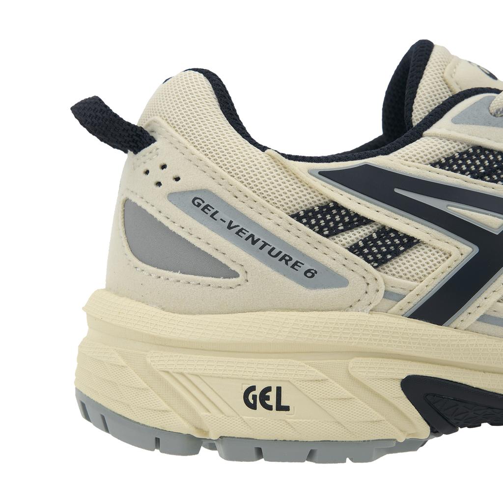 Asics Gel-Venture 6 Tecido Patchwork Couro Sintético Tênis de Corrida Cano Baixo Tênis de Corrida Unissex Branco Azul 1203A239-200