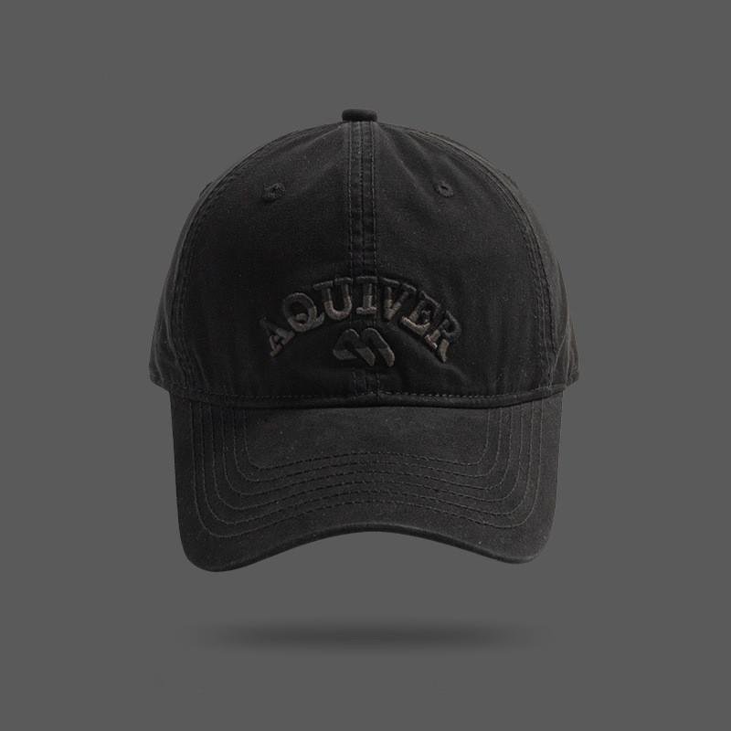 

Aquiver Letter Embroidered Baseball Cap With Wide Brim For Casual Urban Style Black