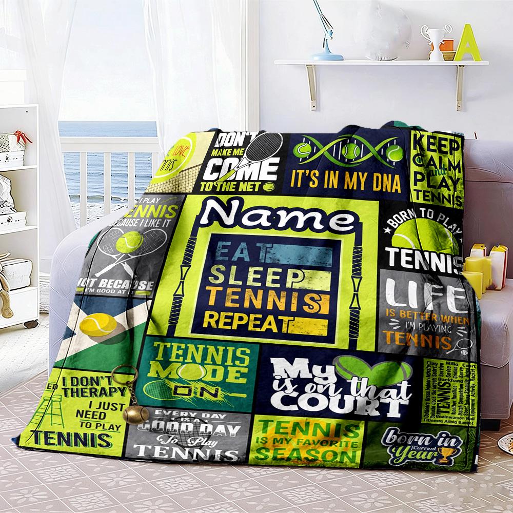 Customize Your Name Home Blanket S Tennis Theme Comfortable Soft Lightweight Multiseason Blanket For Picnics Couches Offices Beds Living Rooms Perfect