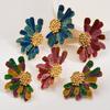 Metal Mardi Gras Flower Stud Earrings for Women New Creative Simple Design Zircon Party Accessories