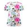 Květinové kojící peelingy Topy Ženy Pracovní Uniforma Halenka Krátký rukáv Výstřih do V Uniforma Blusas Kojící oblečení Sestry Tunika Uniforma