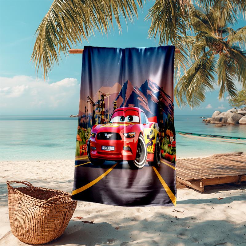 1pc Cars Adventure Road Beach Towel, Highly Absorbent, Soft Comfortable, Yoga, Swimming, Fitness, Camping, Beach Activities. B730034