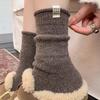 Calf Socks Women'S Cloth Label Curling Edge Boneless Autumn And Winter Stacking Socks Thickened Warm Cotton Socks Vertical Breathable Stockings