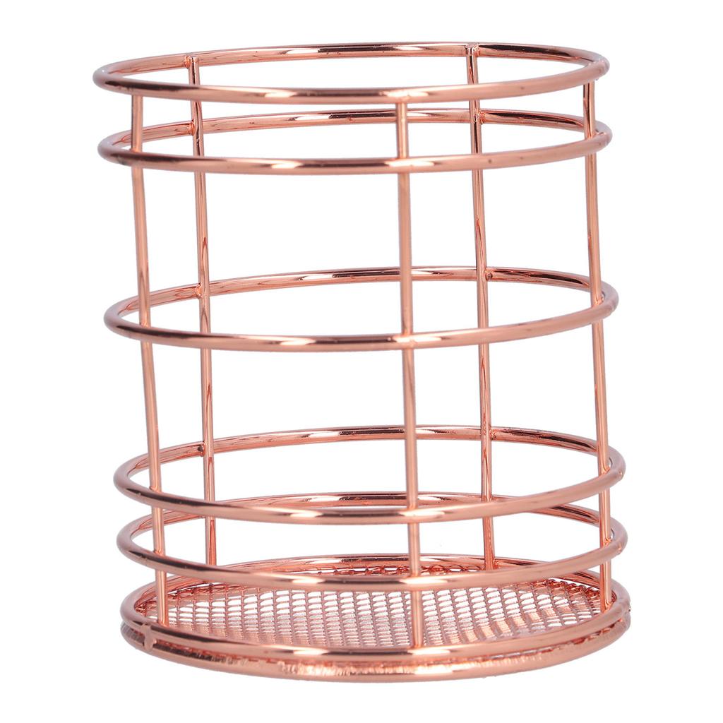 Round Hollow Chopstick Cage Multifunctional Desktop Pen Holder Organizer for Home KitchenRose Gold