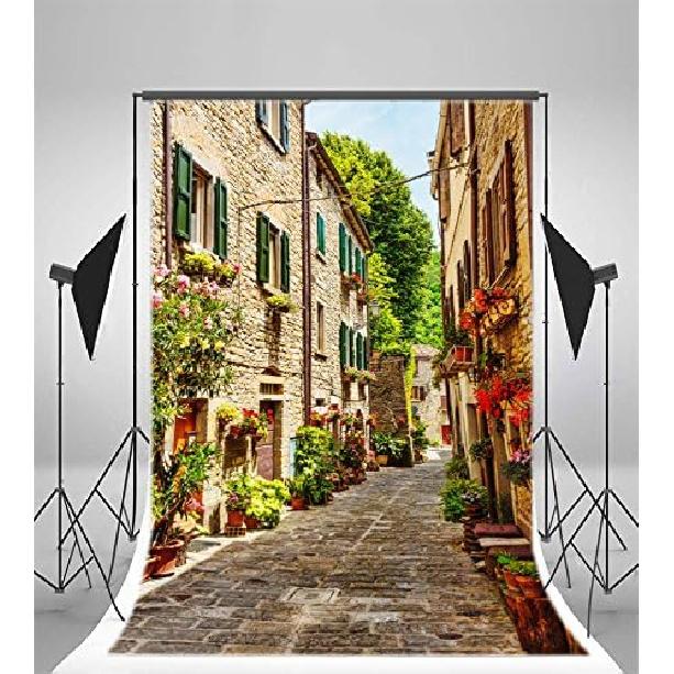 

Yeele 5x7 футов Винтажная Италия Улица Фотофоны Винил Европа Средневековое Здание Старый Город Уличный Пейзаж Растения в Горшках Цветы Фотографический Фон