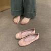 Soft-soled red spring and autumn gentle small single shoes women's shoes flat-soled 2025 evening shoes French silver ballet shoes