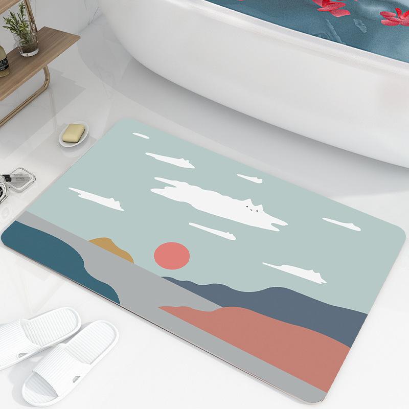 Kieselgur-Fußmatten absorbieren Wasser leicht trocknende Matten Toilette Rutsch 40X60cm 15.7X23.6in