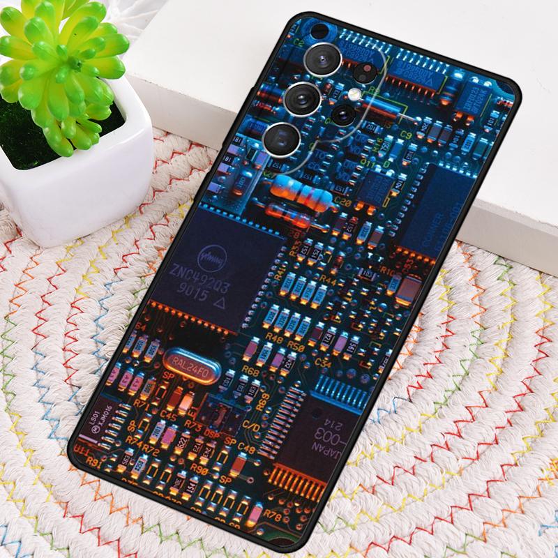 Motherboard Circuit Board Silicone Phone Case For Samsung Galaxy note 10 pro S26 S25 S24 S23 S22 S21 Plus S25Ultra Capa Cover