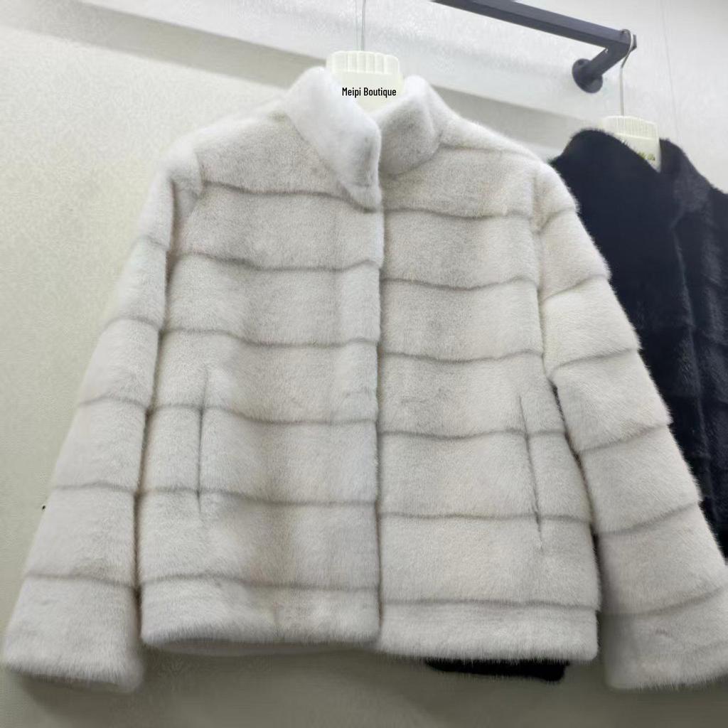 European Mink Stand-Up Collar Fur Coat - Short, Warm, Versatile Winter Fashion