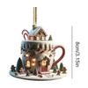 Coffee Cup Christmas Tree Ornaments 2D Acrylic Winter Snow House Hot Chocolate Mug Shape Hanging Decoration for Tree Decor